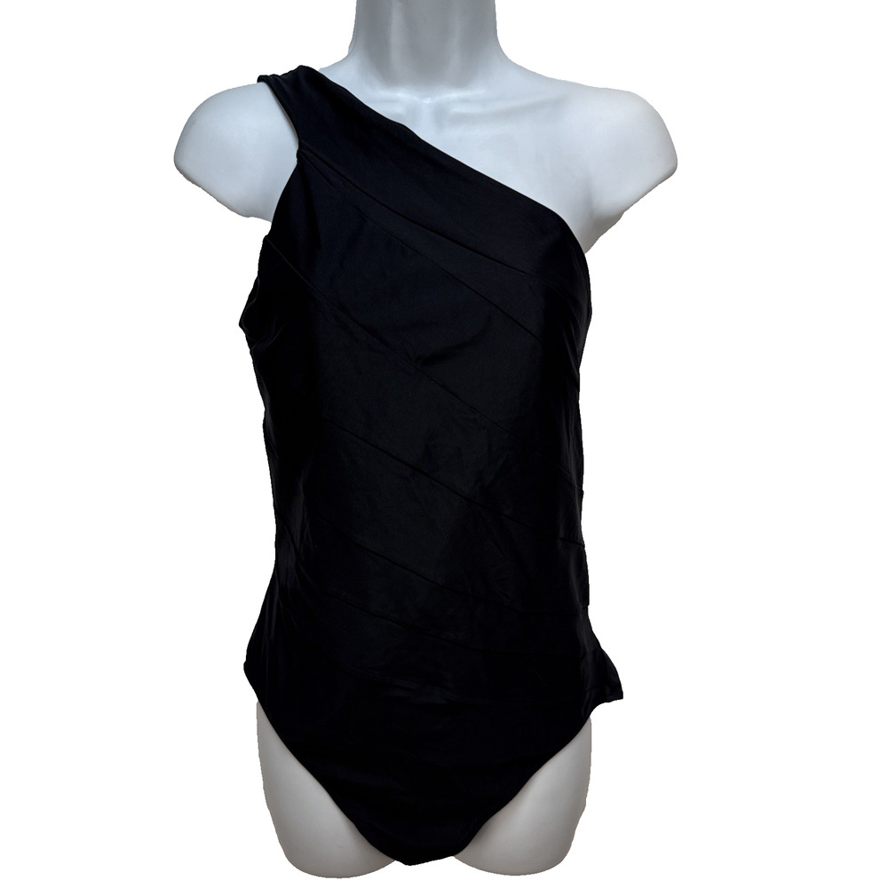 Summersalt The Sidestroke One Piece Swimsuit Size 12 Sea Urchin Black 1 Shoulder